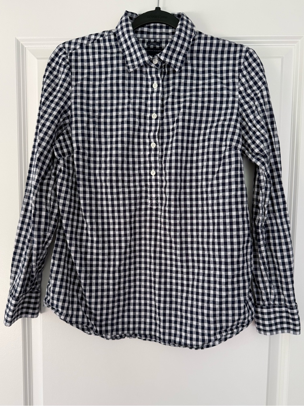 Tommy Hilfiger Navy and White Gingham Button-Front Shirt